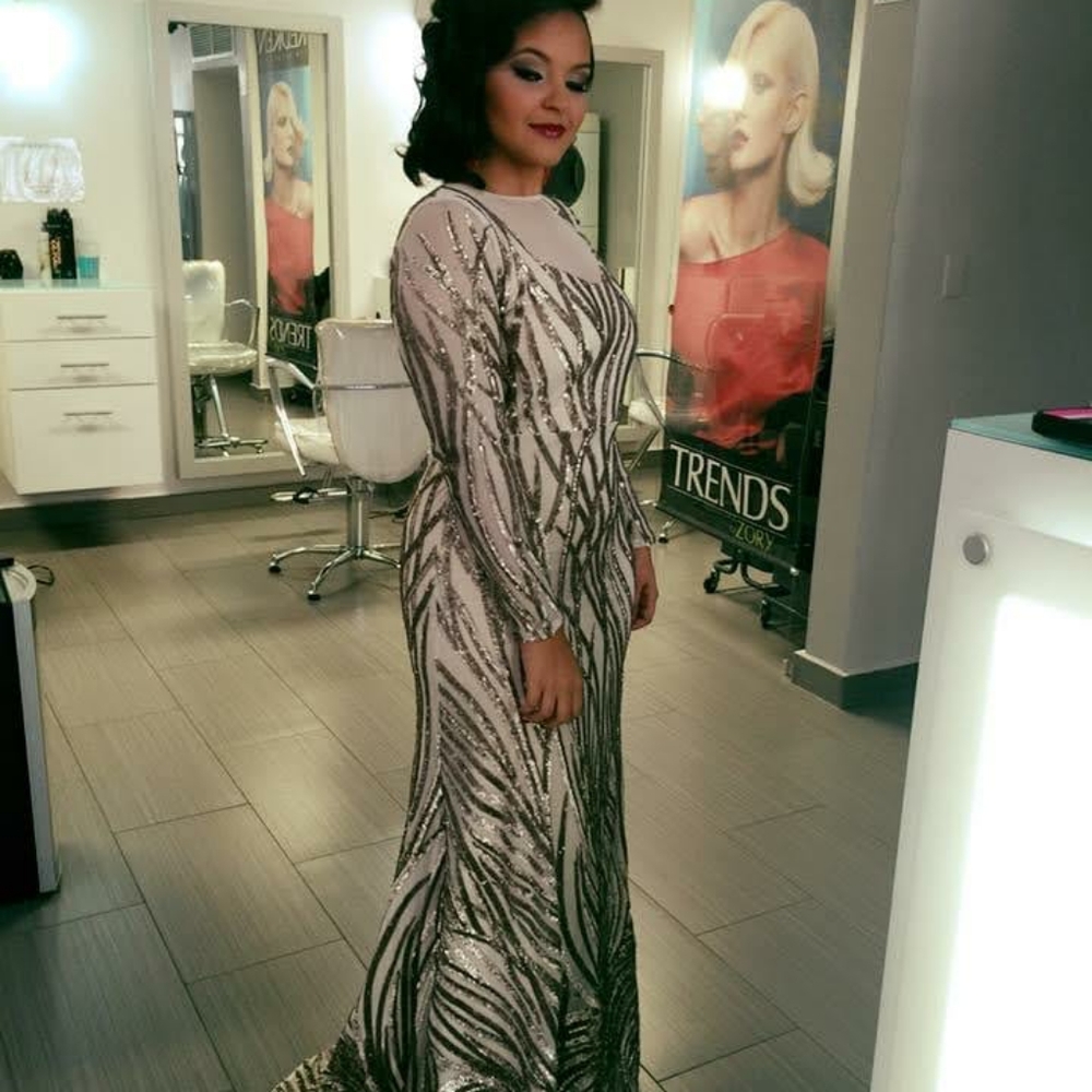 Gold Prom dress, size 8 Nous custom made -one of a kind-